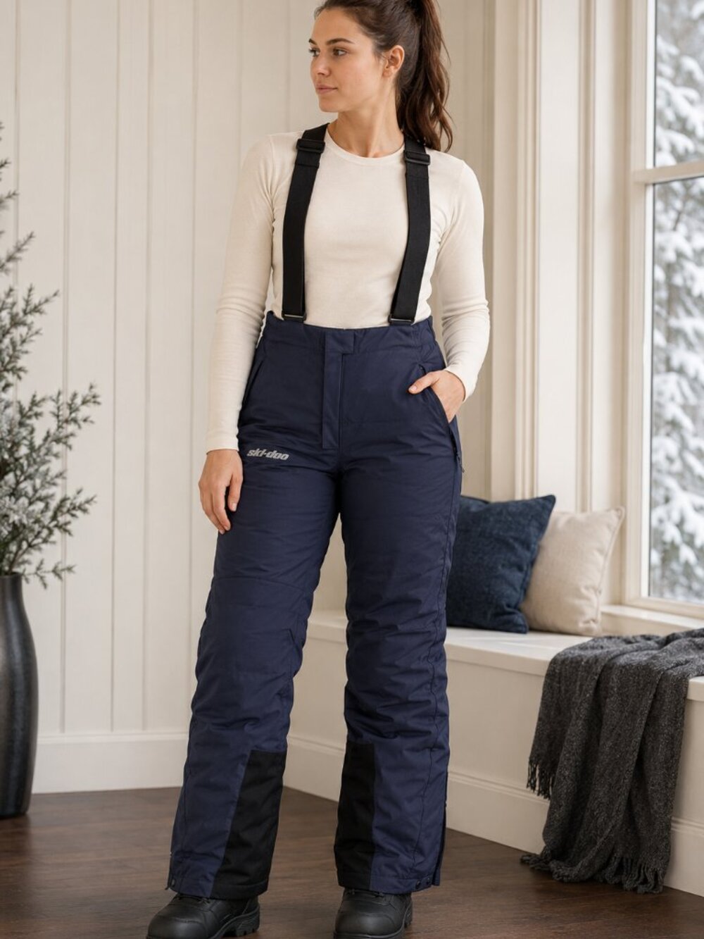Ski-Doo Women XL Vasa Highpants Navy Insulated Snowmobile Bibs NWT 4416831216 - Picture 3 of 10